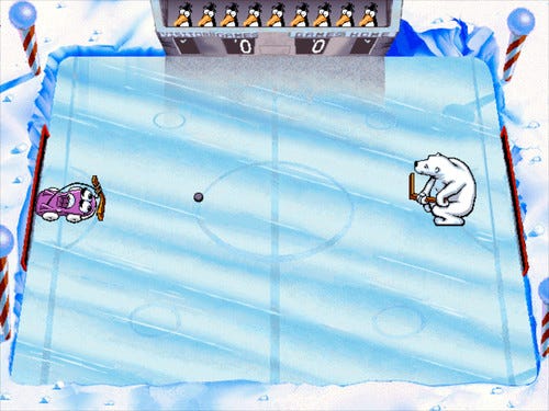 a screenshot from Putt-Putt Saves the Zoo - the ice hockey mini-game